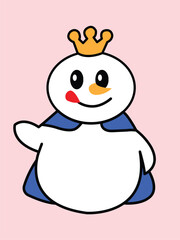 Adorable Snowman King Winter Wonderland Cartoon Illustration