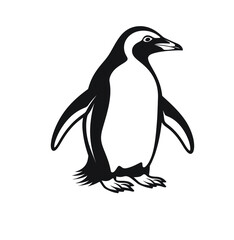 Black penguin drawing on white background