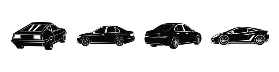 Two-seater sports car silhouette vector on white background