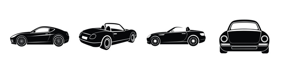 Luxury sports car silhouette vector on white background