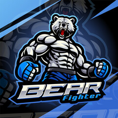 Bear fighter esport mascot logo design