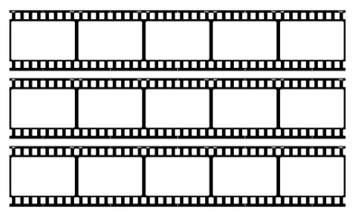 Film strip, long grunge filmstrip, old vintage movie reel frames, vector cinema video or photo tape. Grunge long film strip or movie camera negative roll with transparent background