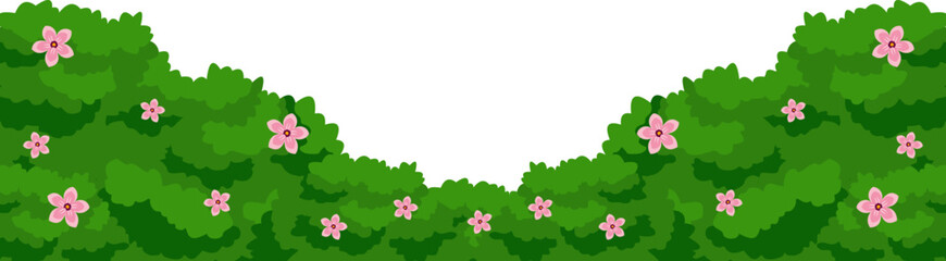 Bushes And Flower Corner Border
