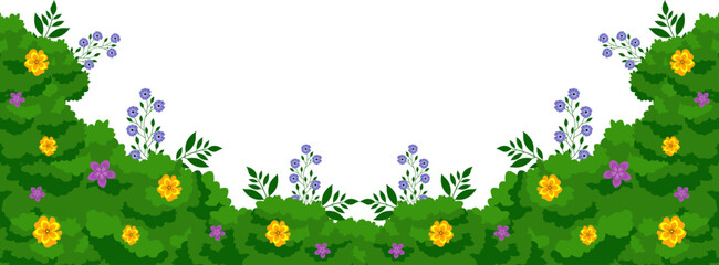 Bushes And Flower Corner Border