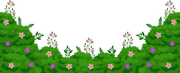 Bushes And Flower Corner Border