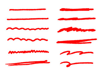 やわらかい太めの手描き線　赤