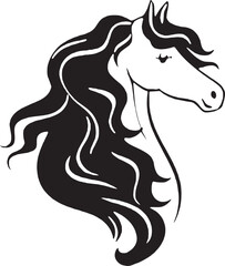 Close-up unicorn head silhouette with a flowing mane, perfect for logo, branding, or fantasy-themed prints.