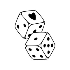 heart dice rolling - game of love