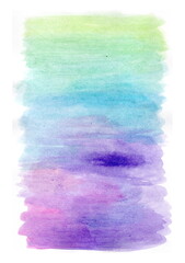 Abstract watercolor fill, smoothly transitioning from light green shades at the top, through blue and blue tones, to lilac-violet and pink at the bottom.
