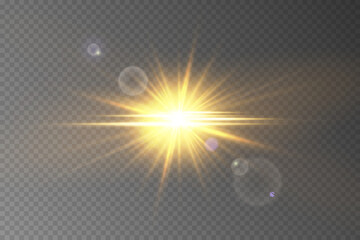 Fototapeta premium Bright transparent lens flare with sunlight effect