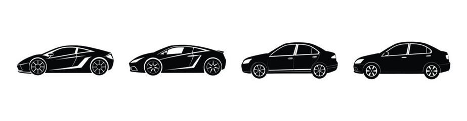 High-speed sports car silhouette vector on white background