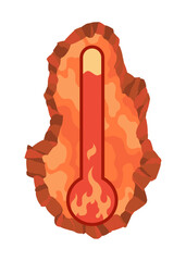 Global warming concept with thermometer. Climate change and environmental urgency theme. Perfect for awareness campaigns. Cartoon vector illustration