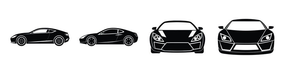 Sleek coupe sports car silhouette vector on white background