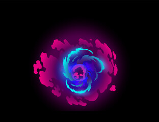 Speed effect cartoon vfx. Comic line blaster shot. Energy fire flame light. Neon color, asteroid flying rock. Flash lightning motion. Fantasy vector element