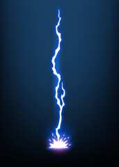 Lightning animation with sparks. Electricity thunderbolt danger, light electric powerful thunder. Bright energy effect, vector illustration