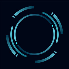 Hud round frame or border, sci fi circular neon element for digital ui game interface. Futuristic data UI display button. Vector radar for aim control target and navigation