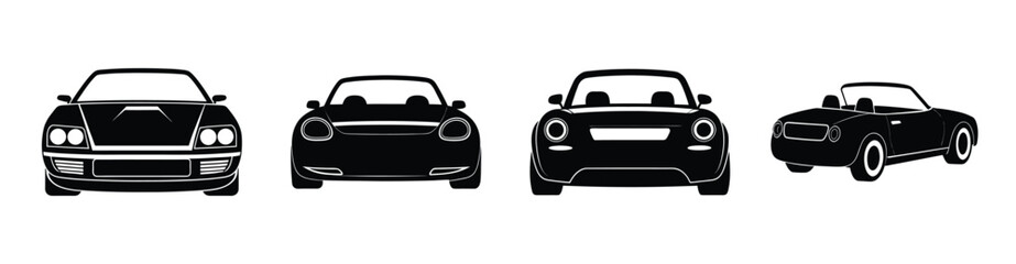 Refined sports car silhouette vector on white background