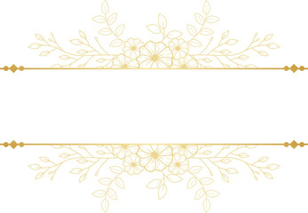 Gold Flower Line Art Frame Border