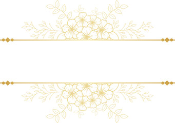 Gold Flower Line Art Frame Border