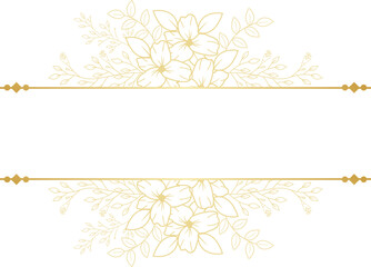 Obraz premium Gold Flower Line Art Frame Border