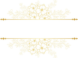 Gold Flower Line Art Frame Border