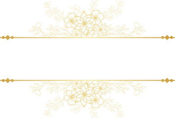 Gold Flower Line Art Frame Border