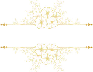 Gold Flower Line Art Frame Border