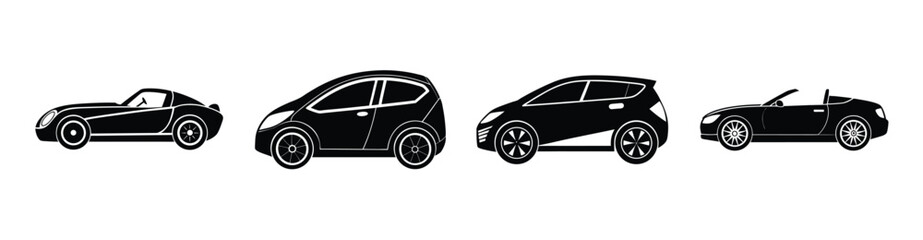Classic supercar silhouette vector on white background