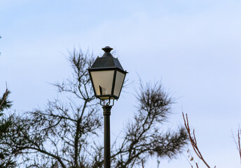street lamp on blue sky background