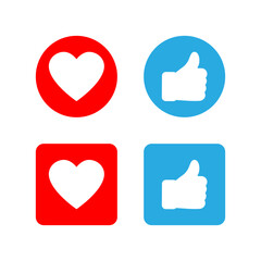 Vector illustration of Like Heart and Thumbs Up icon set isolated on transparent background