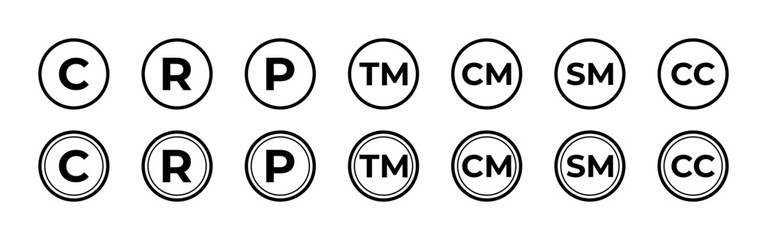 Vector illustration of Trademark icon set isolated on transparent background