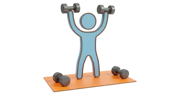 Isolated Stick Figure Lifting Weights