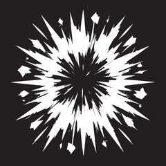 Obraz premium explosion effect silhouette black and white anime effect explosion
