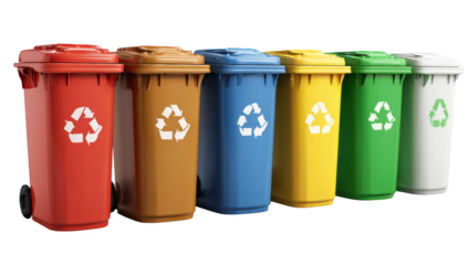 Waste separation bin white background png transparent esg concept using for decoration.