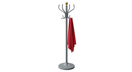 Isolated Coat Rack with Red Towel