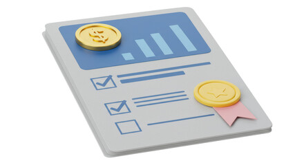 Isolated Business Report with Coins