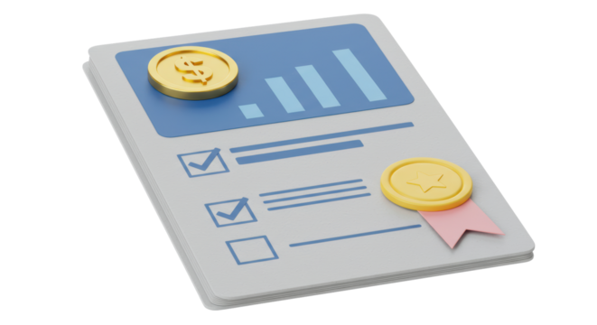 Isolated Business Report with Coins