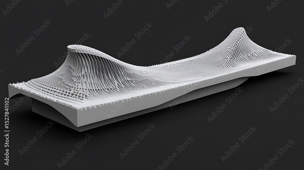 Fototapete a digitally rendered abstract architectural model with curved forms
