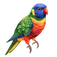 Lorikeet, watercolor clipart vector, high quality, isolated on a white background.