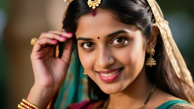 Joven mujer de etnia de la India