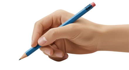 Isolated Hand Holding Pencil
