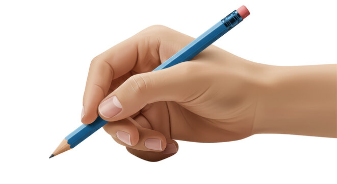 Isolated Hand Holding Pencil
