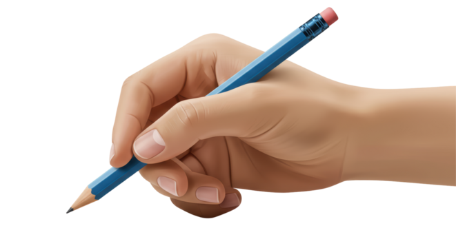 Isolated Hand Holding Pencil
