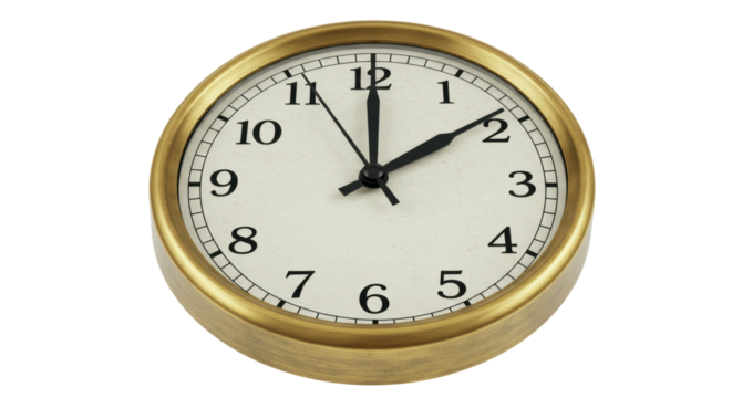 Isolated Gold Clock Telling Time