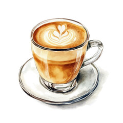 watercolor vector of Macchiato, high quality, isolated on a white background.