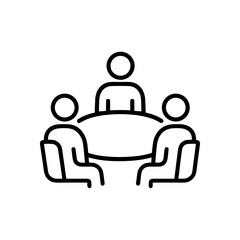 Boardroom meeting Round table discussion. Icon symbol illustration
