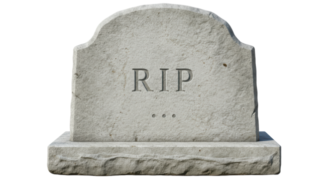 Isolated Tombstone with RIP Inscription