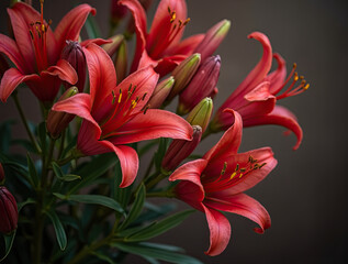 Obraz premium branch_of_red_lilies_funeral_or_mourning_background
