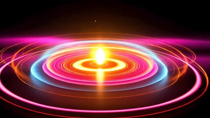 Abstract concentric circles of vibrant, swirling light - Powered by Adobe