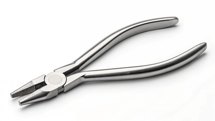 Jewelry pliers with stainless steel finish on a white background  